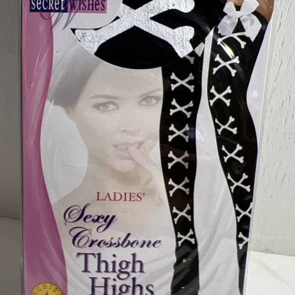 Secret Wishes Sexy Crossbone Thigh Highs - Picture 1 of 8